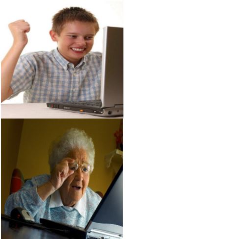 Kid and Grandma Find the Internet Blank Meme Template