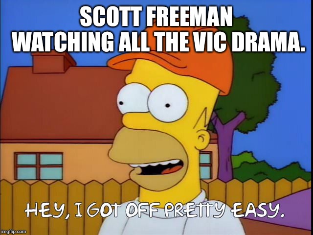 Funny and Ironic | SCOTT FREEMAN WATCHING ALL THE VIC DRAMA. | image tagged in funimation,voice acting,anime,dubs | made w/ Imgflip meme maker