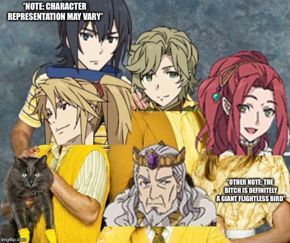 It’s Always Sunny in Melromarc | *NOTE: CHARACTER REPRESENTATION MAY VARY*; *OTHER NOTE: THE BITCH IS DEFINITELY A GIANT FLIGHTLESS BIRD* | image tagged in it's always sunny in philidelphia,rising of the shield hero,the gang,melromarc,sociopath,meme parody | made w/ Imgflip meme maker