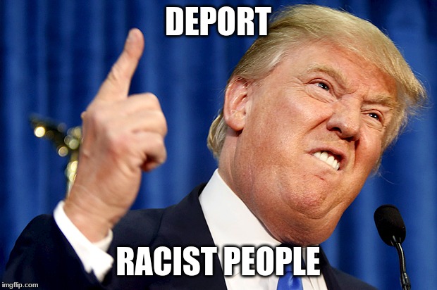 Donald Trump | DEPORT; RACIST PEOPLE | image tagged in donald trump | made w/ Imgflip meme maker