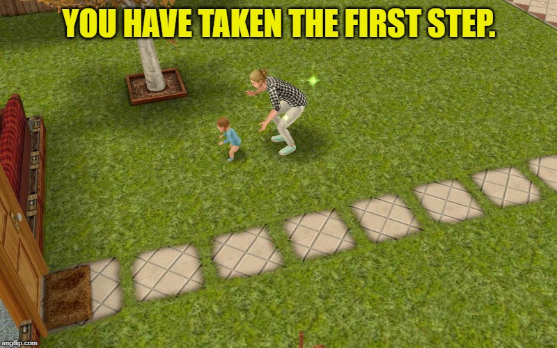 First steps | YOU HAVE TAKEN THE FIRST STEP. | image tagged in first steps | made w/ Imgflip meme maker