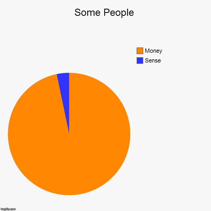 Some People | Sense, Money | image tagged in charts,pie charts | made w/ Imgflip chart maker