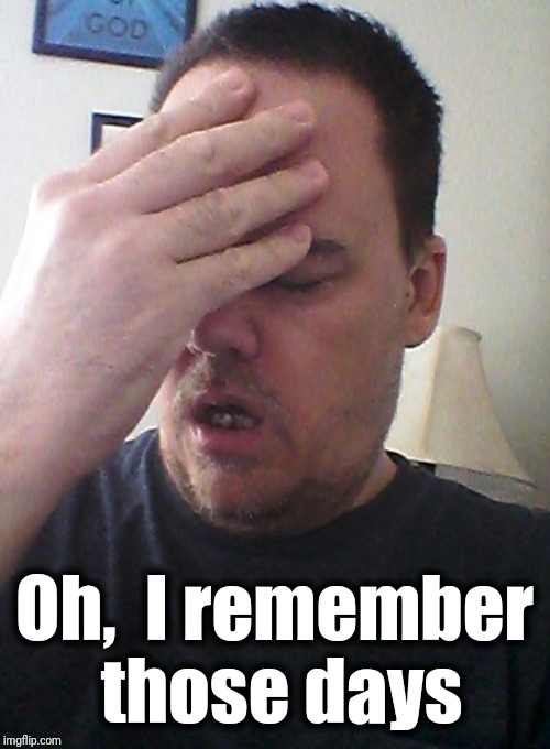 face palm | Oh,  I remember those days | image tagged in face palm | made w/ Imgflip meme maker