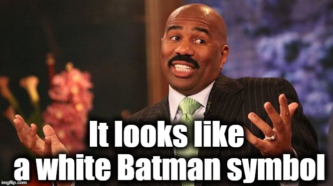 shrug | It looks like a white Batman symbol | image tagged in shrug | made w/ Imgflip meme maker