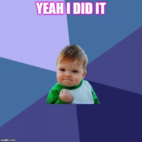 Success Kid | YEAH I DID IT | image tagged in memes,success kid | made w/ Imgflip meme maker