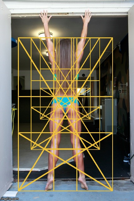Rear view of a sexy woman with the Golden Ratio. | image tagged in the golden ratio,sexy woman,body proportions | made w/ Imgflip meme maker