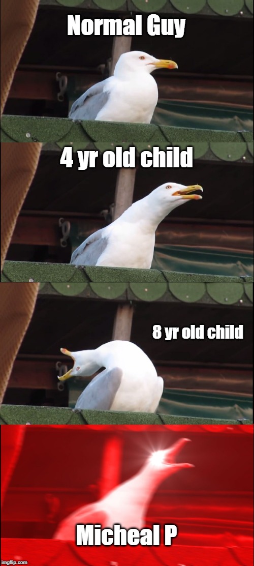 Inhaling Seagull | Normal Guy; 4 yr old child; 8 yr old child; Micheal P | image tagged in memes,inhaling seagull | made w/ Imgflip meme maker