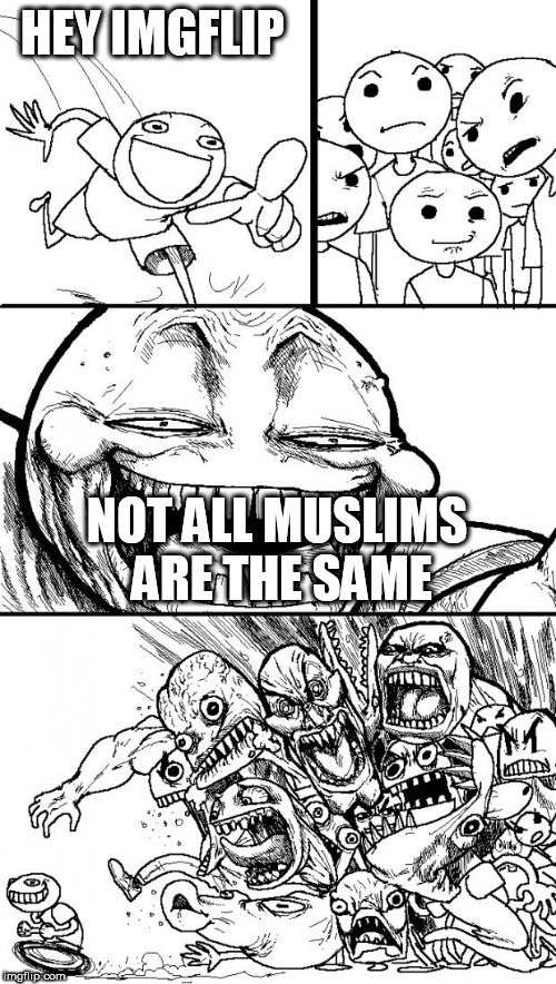 Hey Internet | HEY IMGFLIP; NOT ALL MUSLIMS ARE THE SAME | image tagged in memes,hey internet,imgflip,muslim,muslims,not the same | made w/ Imgflip meme maker