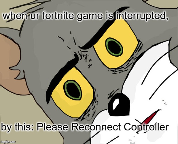Unsettled Tom Meme | when ur fortnite game is interrupted, by this: Please Reconnect Controller | image tagged in memes,unsettled tom | made w/ Imgflip meme maker