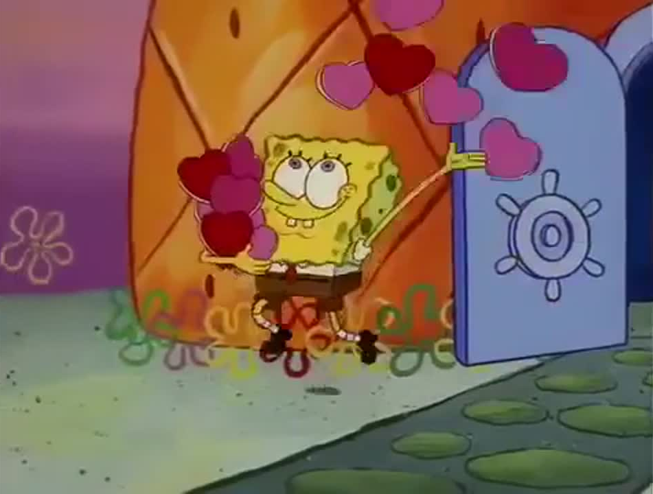 High Quality Spongebob throwing hearts Blank Meme Template