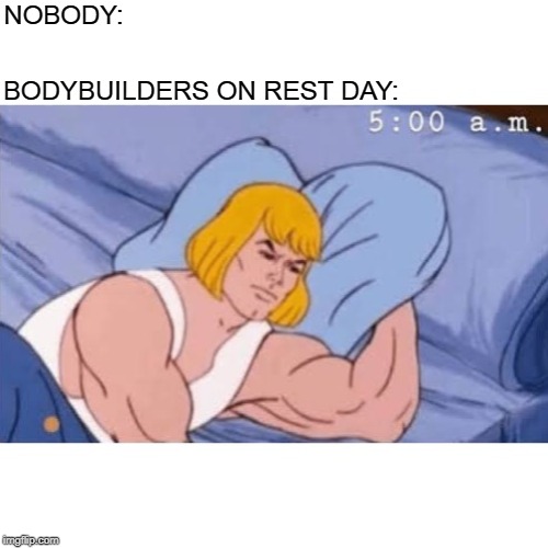 He Man | NOBODY:; BODYBUILDERS ON REST DAY: | image tagged in he man | made w/ Imgflip meme maker