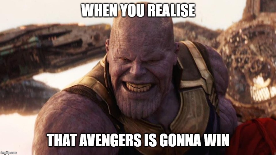 WHEN YOU REALISE; THAT AVENGERS IS GONNA WIN | image tagged in avengers endgame,memes | made w/ Imgflip meme maker
