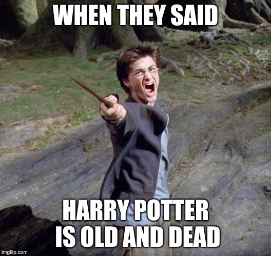 Harry potter | WHEN THEY SAID; HARRY POTTER IS OLD AND DEAD | image tagged in harry potter | made w/ Imgflip meme maker