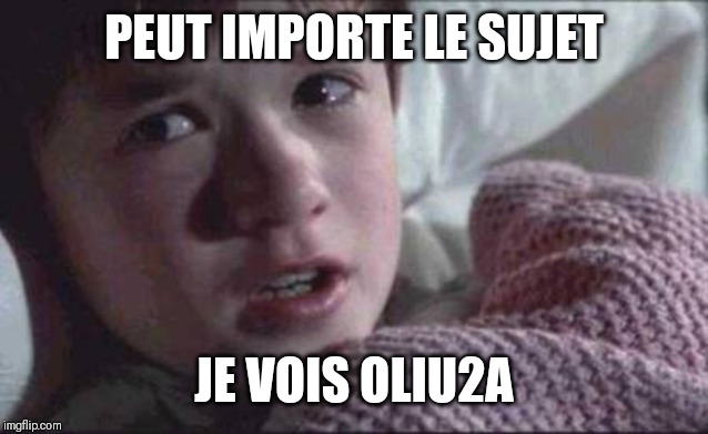 I See Dead People Meme | PEUT IMPORTE LE SUJET; JE VOIS OLIU2A | image tagged in memes,i see dead people | made w/ Imgflip meme maker