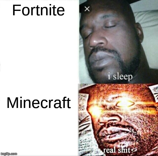 Sleeping Shaq | Fortnite; Minecraft | image tagged in memes,sleeping shaq | made w/ Imgflip meme maker