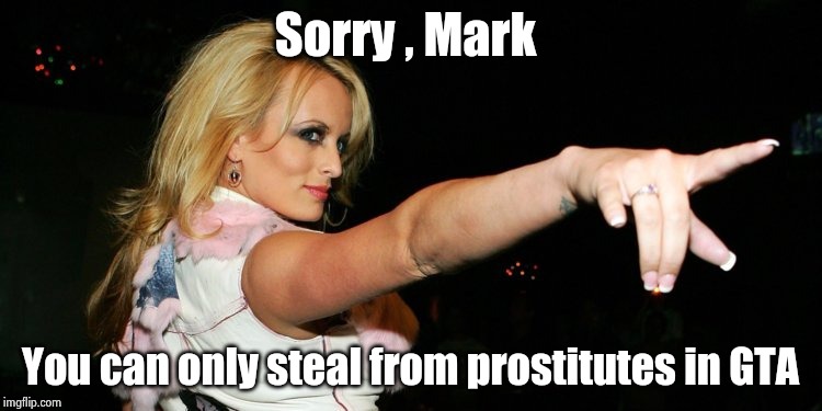 Stormy Daniels | Sorry , Mark You can only steal from prostitutes in GTA | image tagged in stormy daniels | made w/ Imgflip meme maker