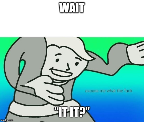 Excuse me, what the fuck | WAIT “IT IT?” | image tagged in excuse me what the fuck | made w/ Imgflip meme maker