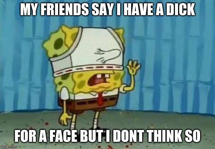 MY FRIENDS SAY I HAVE A DICK; FOR A FACE BUT I DONT THINK SO | image tagged in spongebob | made w/ Imgflip meme maker