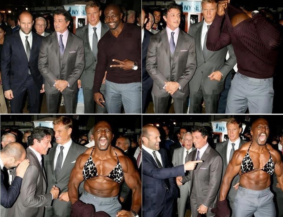 Terry Crews wears a bra Blank Meme Template