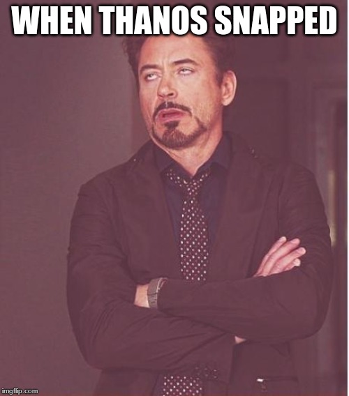 Endgame | WHEN THANOS SNAPPED | image tagged in memes,face you make robert downey jr | made w/ Imgflip meme maker