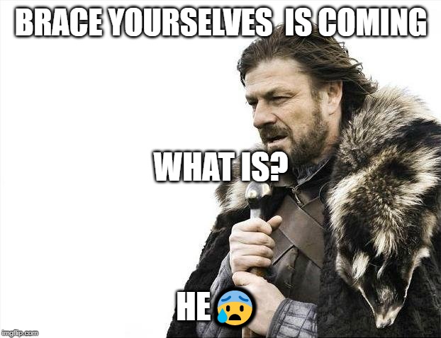 Brace Yourselves X is Coming | BRACE YOURSELVES  IS COMING; WHAT IS? HE😰 | image tagged in memes,brace yourselves x is coming | made w/ Imgflip meme maker