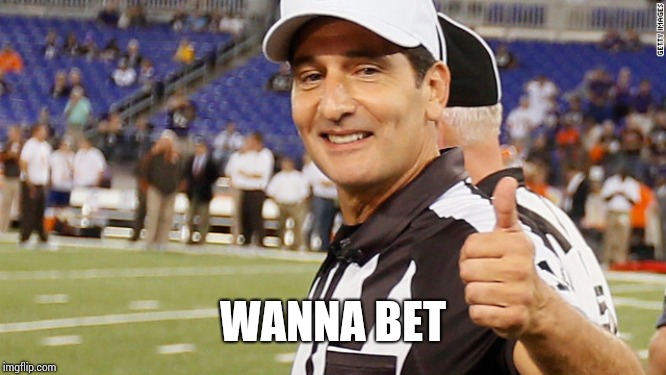 NFL ref  | WANNA BET | image tagged in nfl ref | made w/ Imgflip meme maker