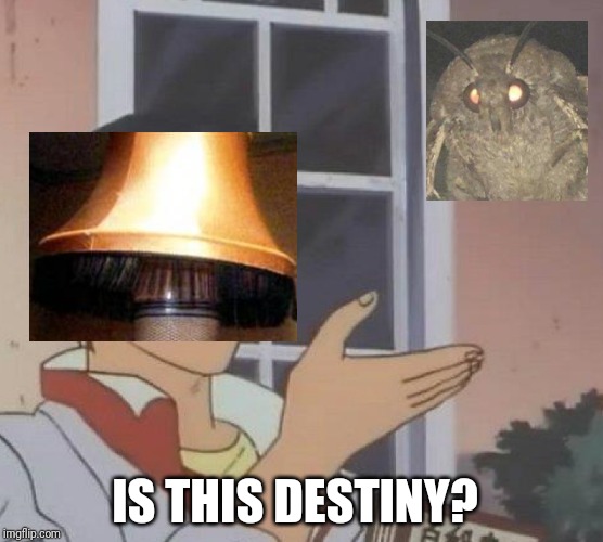 Möth lämp | IS THIS DESTINY? | image tagged in memes,is this a pigeon | made w/ Imgflip meme maker