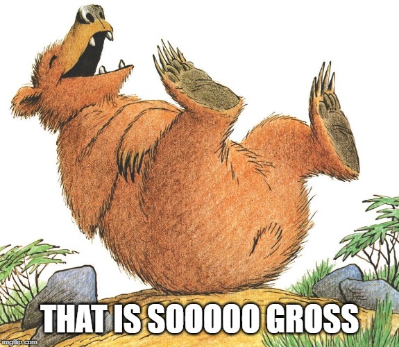 laughing bear,memes | THAT IS SOOOOO GROSS | image tagged in laughing bear memes | made w/ Imgflip meme maker