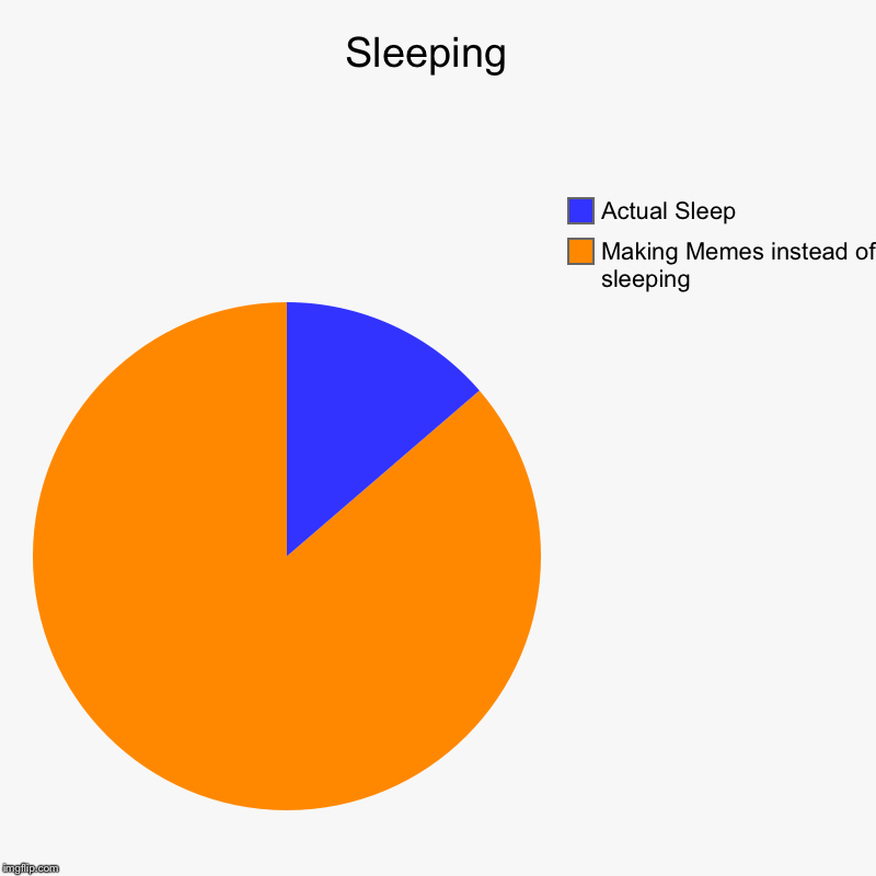 Me Every night | Sleeping  | Making Memes instead of sleeping, Actual Sleep | image tagged in charts,pie charts | made w/ Imgflip chart maker