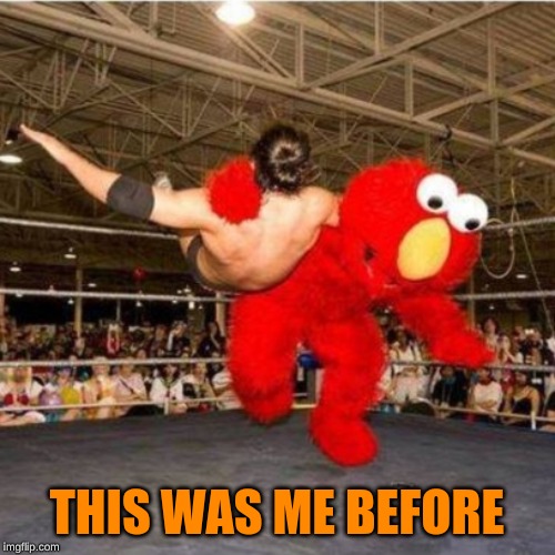 Elmo wrestling | THIS WAS ME BEFORE | image tagged in elmo wrestling | made w/ Imgflip meme maker
