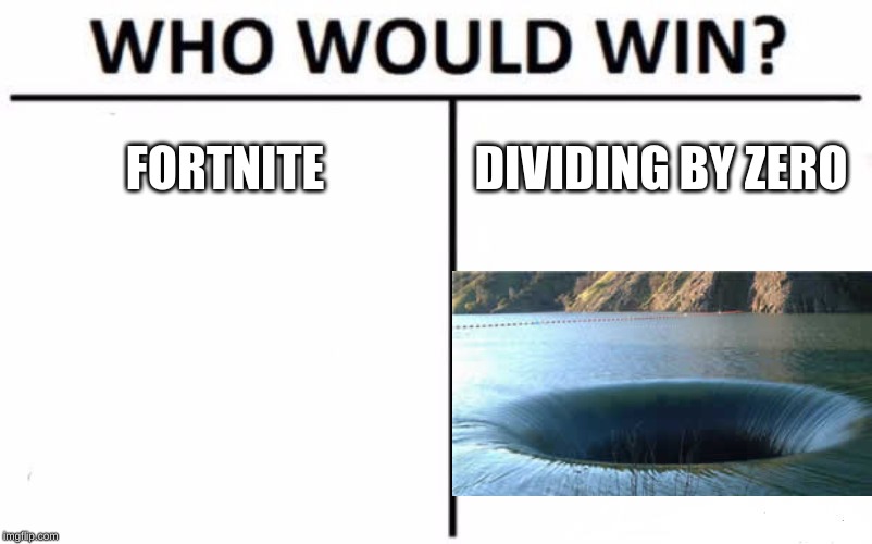 BOI | FORTNITE; DIVIDING BY ZERO | image tagged in memes,who would win | made w/ Imgflip meme maker