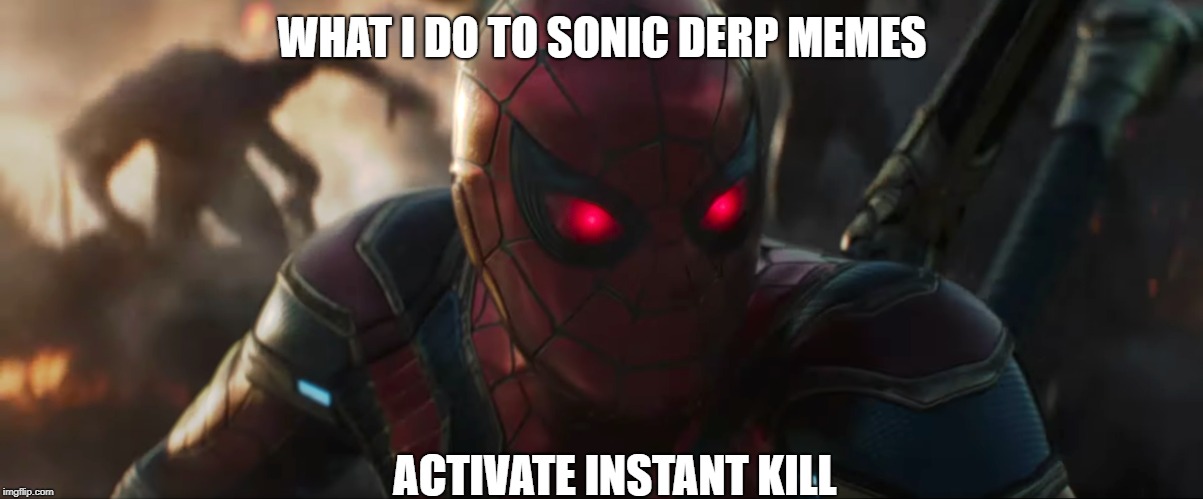 Death to derpy sonic and knuckles | WHAT I DO TO SONIC DERP MEMES; ACTIVATE INSTANT KILL | image tagged in sonic the hedgehog,sonic derp | made w/ Imgflip meme maker
