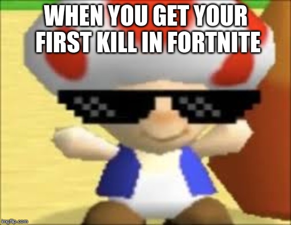 WHEN YOU GET YOUR FIRST KILL IN FORTNITE | image tagged in memes | made w/ Imgflip meme maker