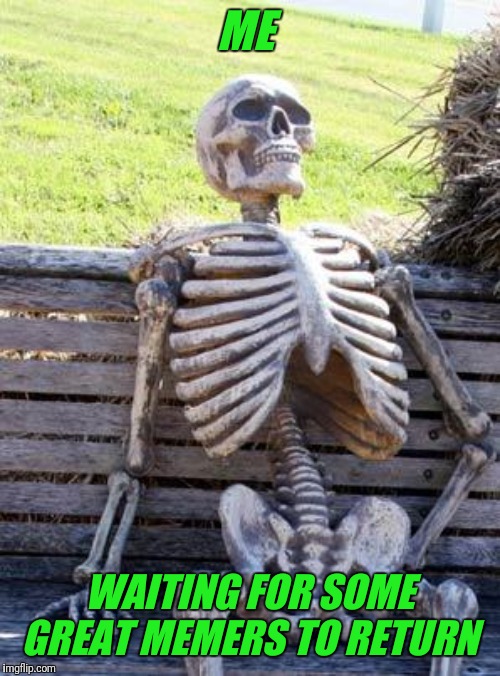 Waiting Skeleton Meme | ME; WAITING FOR SOME GREAT MEMERS TO RETURN | image tagged in memes,waiting skeleton | made w/ Imgflip meme maker