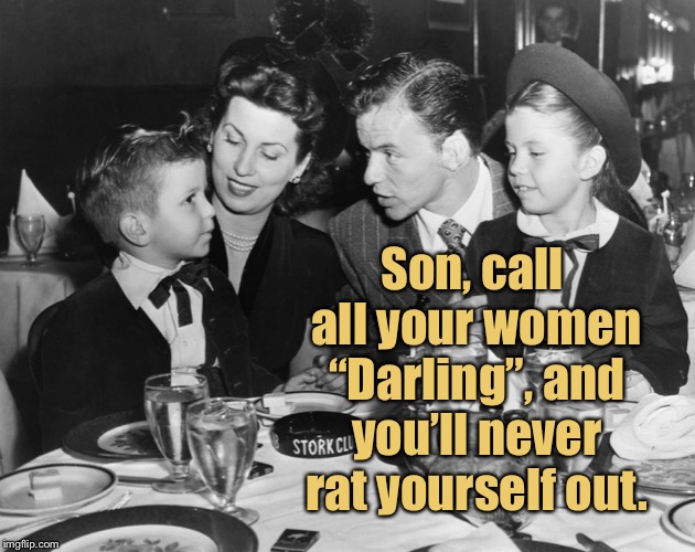 Son, call all your women “Darling”, and you’ll never rat yourself out. | made w/ Imgflip meme maker