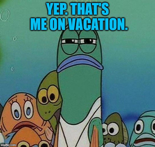 SpongeBob | YEP. THAT'S ME ON VACATION. | image tagged in spongebob | made w/ Imgflip meme maker