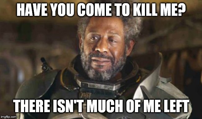 when I have to train someone to do my job. | HAVE YOU COME TO KILL ME? THERE ISN'T MUCH OF ME LEFT | image tagged in saw gerrara - rogue one | made w/ Imgflip meme maker