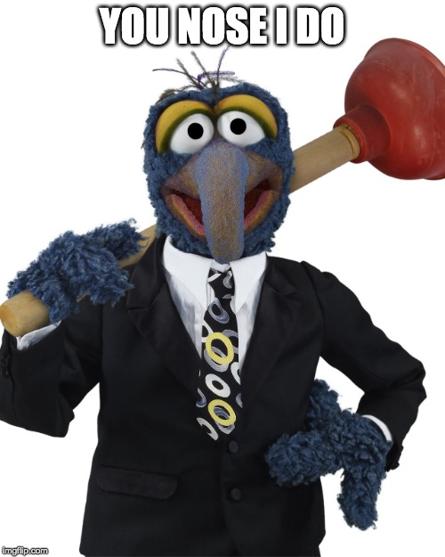 Gonzo Plunger | YOU NOSE I DO | image tagged in gonzo plunger | made w/ Imgflip meme maker