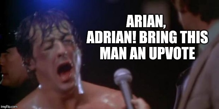 Rocky Adrian | ARIAN, ADRIAN! BRING THIS MAN AN UPVOTE | image tagged in rocky adrian | made w/ Imgflip meme maker