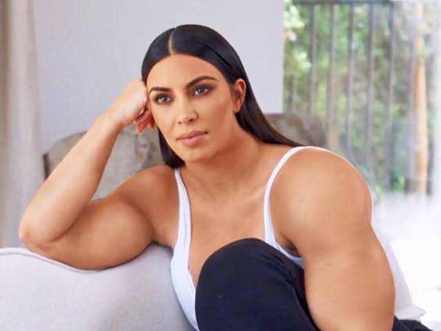 High Quality Muscular kim Kardashian Blank Meme Template