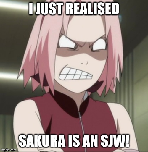 I JUST REALISED; SAKURA IS AN SJW! | image tagged in politics,political,npc,sjws,angry feminist,anime | made w/ Imgflip meme maker
