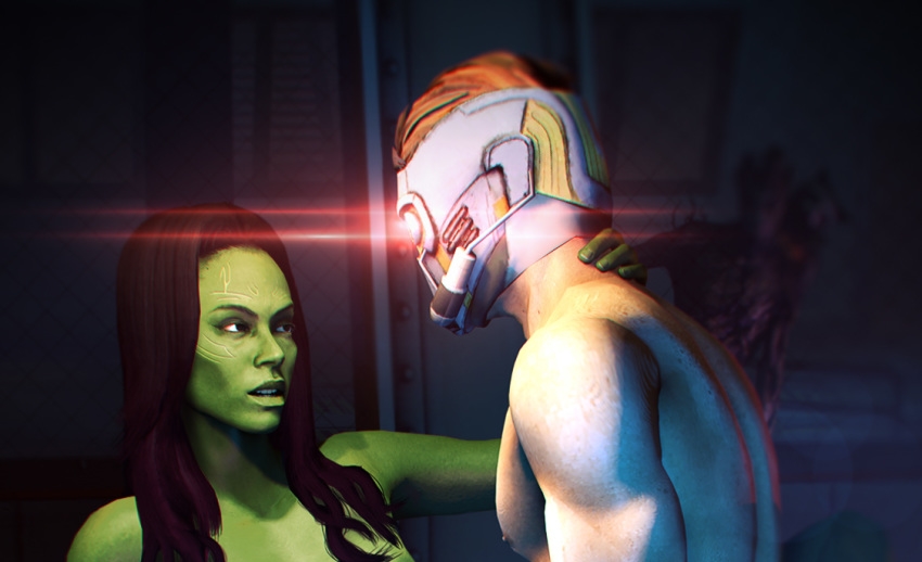 Star Lord Gamora Laser Eyes Blank Meme Template