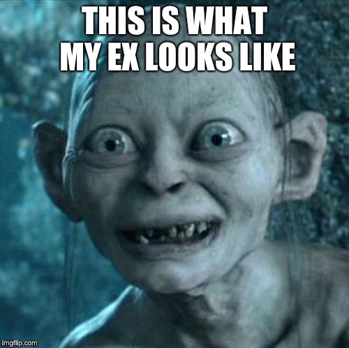 Gollum | THIS IS WHAT MY EX LOOKS LIKE | image tagged in memes,gollum | made w/ Imgflip meme maker