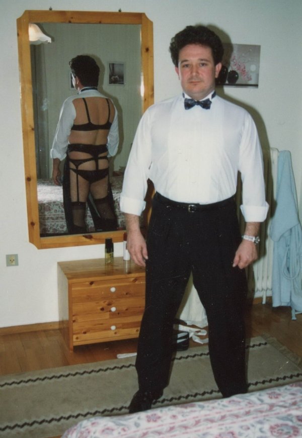 kinky man in business suit in front of mirror Blank Meme Template