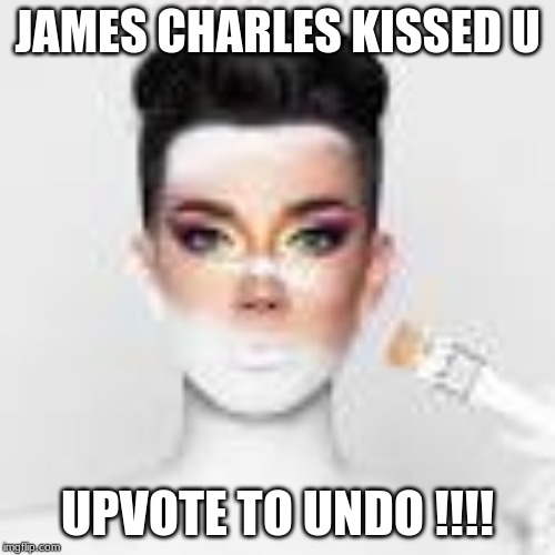 LOL | JAMES CHARLES KISSED U; UPVOTE TO UNDO !!!! | image tagged in upvotes | made w/ Imgflip meme maker