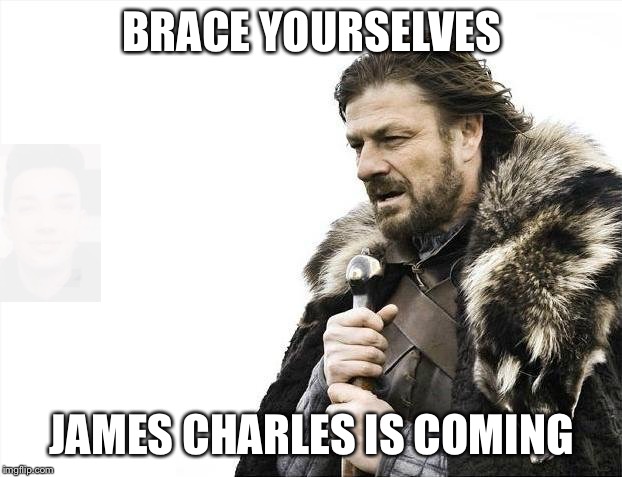 Brace Yourselves X is Coming | BRACE YOURSELVES; JAMES CHARLES IS COMING | image tagged in memes,brace yourselves x is coming | made w/ Imgflip meme maker