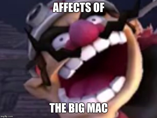Wario | AFFECTS OF; THE BIG MAC | image tagged in wario | made w/ Imgflip meme maker