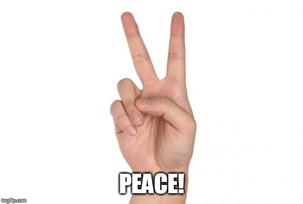 peace sign | PEACE! | image tagged in peace sign | made w/ Imgflip meme maker