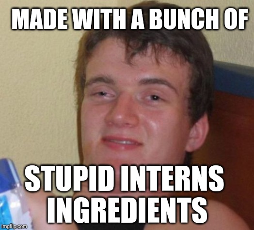 10 Guy Meme | MADE WITH A BUNCH OF STUPID INTERNS INGREDIENTS | image tagged in memes,10 guy | made w/ Imgflip meme maker