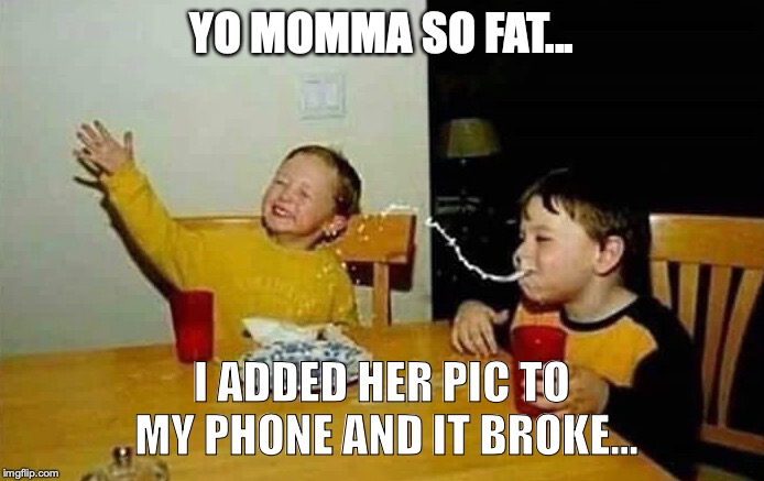 Yo momma | YO MOMMA SO FAT... I ADDED HER PIC TO MY PHONE AND IT BROKE... | image tagged in jokes | made w/ Imgflip meme maker